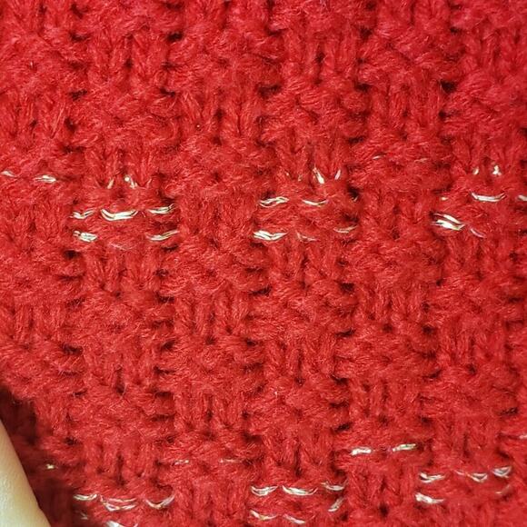 Gianni Bini Button Back Metallic Stitch Knit Sweater Holiday/Christmas/New Years - Picture 3 of 5